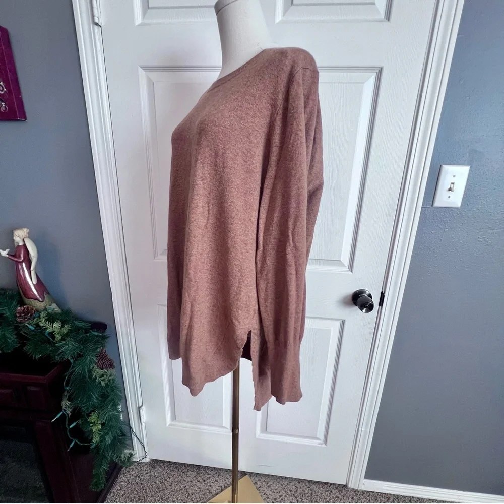 J. Crew Wool Blend Tunic Sweater Crewneck Rounded Hem in Heather Camel Women’s L